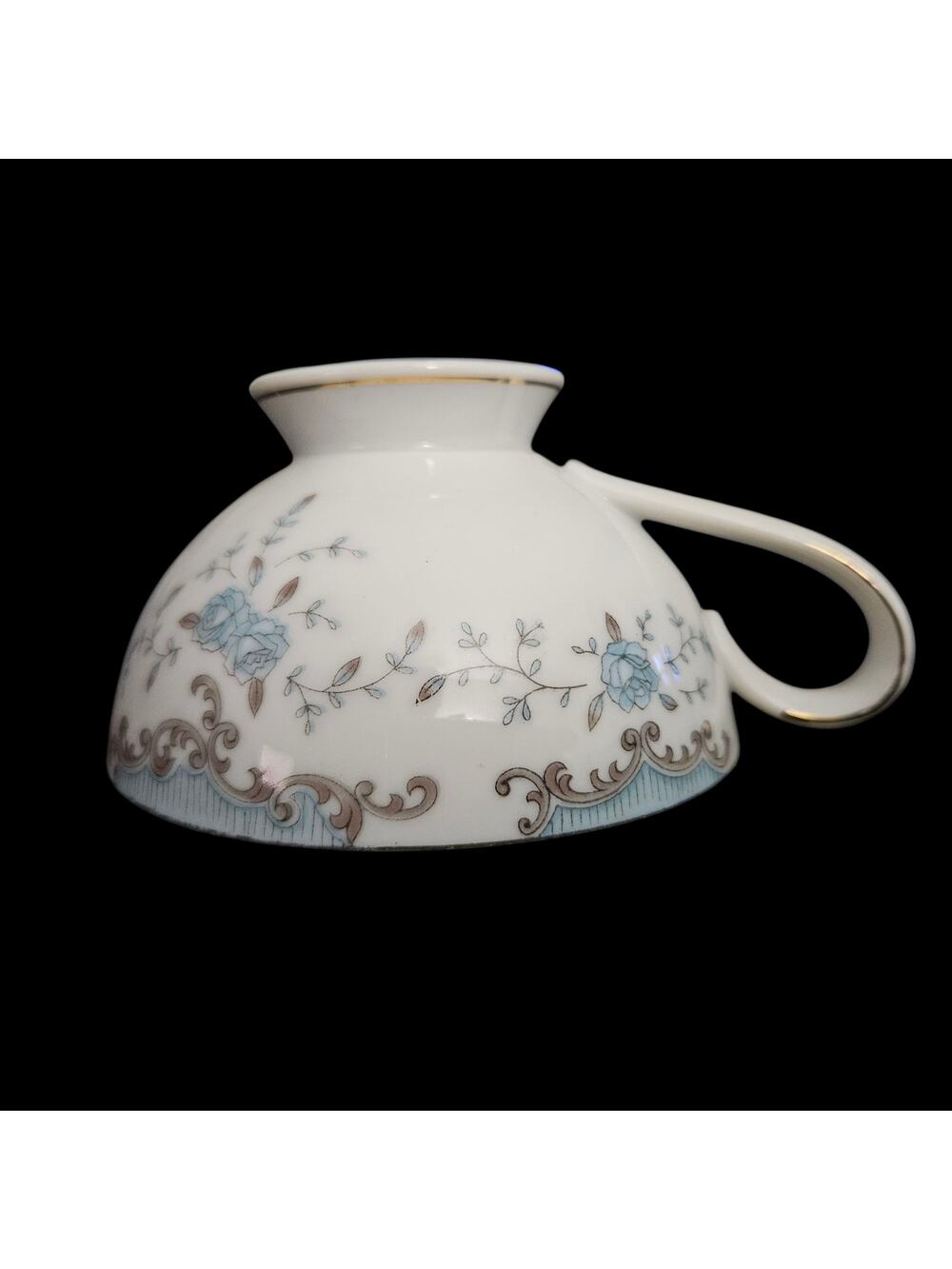 Set of 4 Imperial China Seville W Dalton Japan Cream Soup Cups Blue Roses